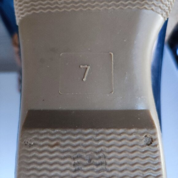 Wild Diva rain boots waterproof navy blue bottom brown top women's size 7 - Picture 11 of 13